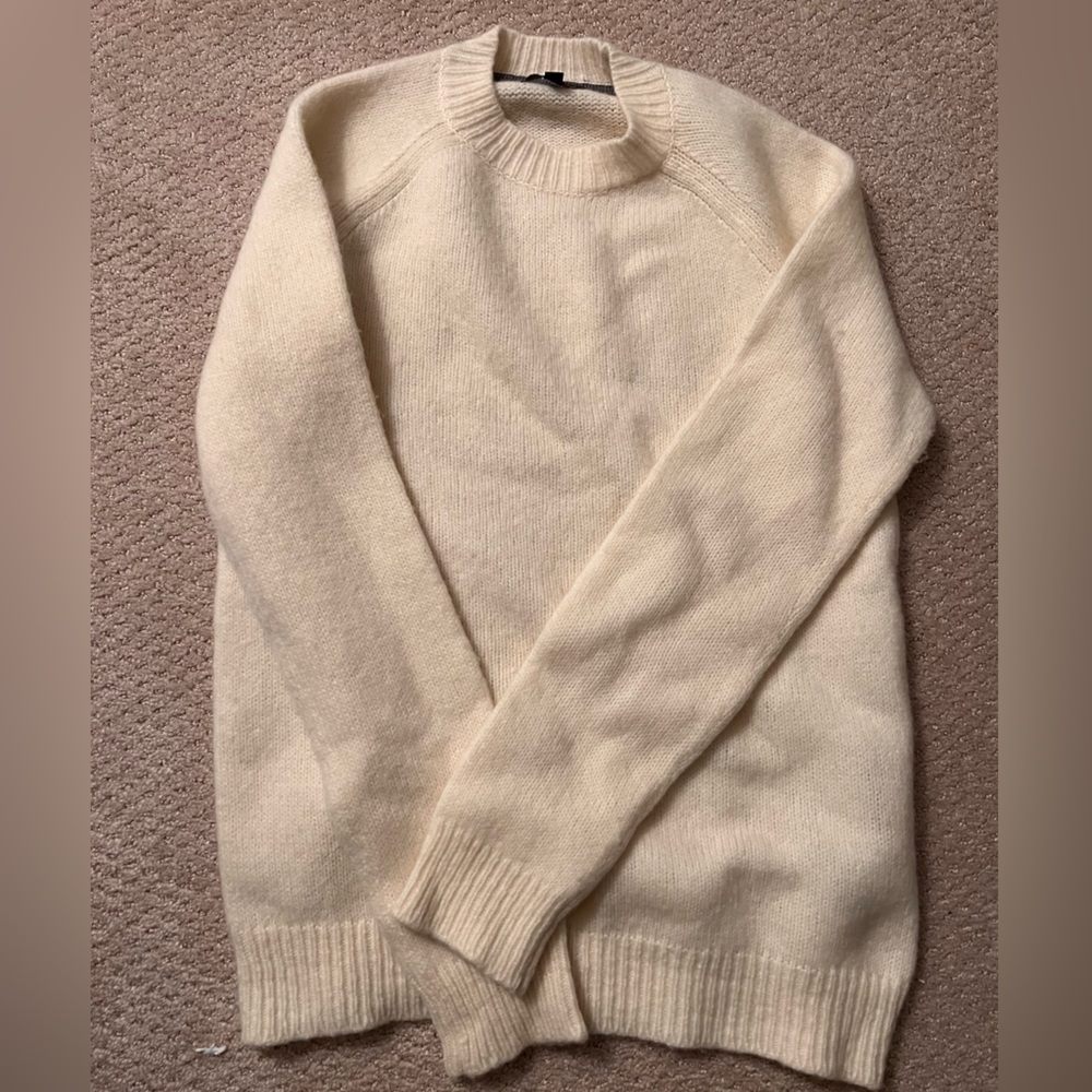 Mens Banana Republic Semi Mock Neck, Wool, Crème Sweater Size Large Tall